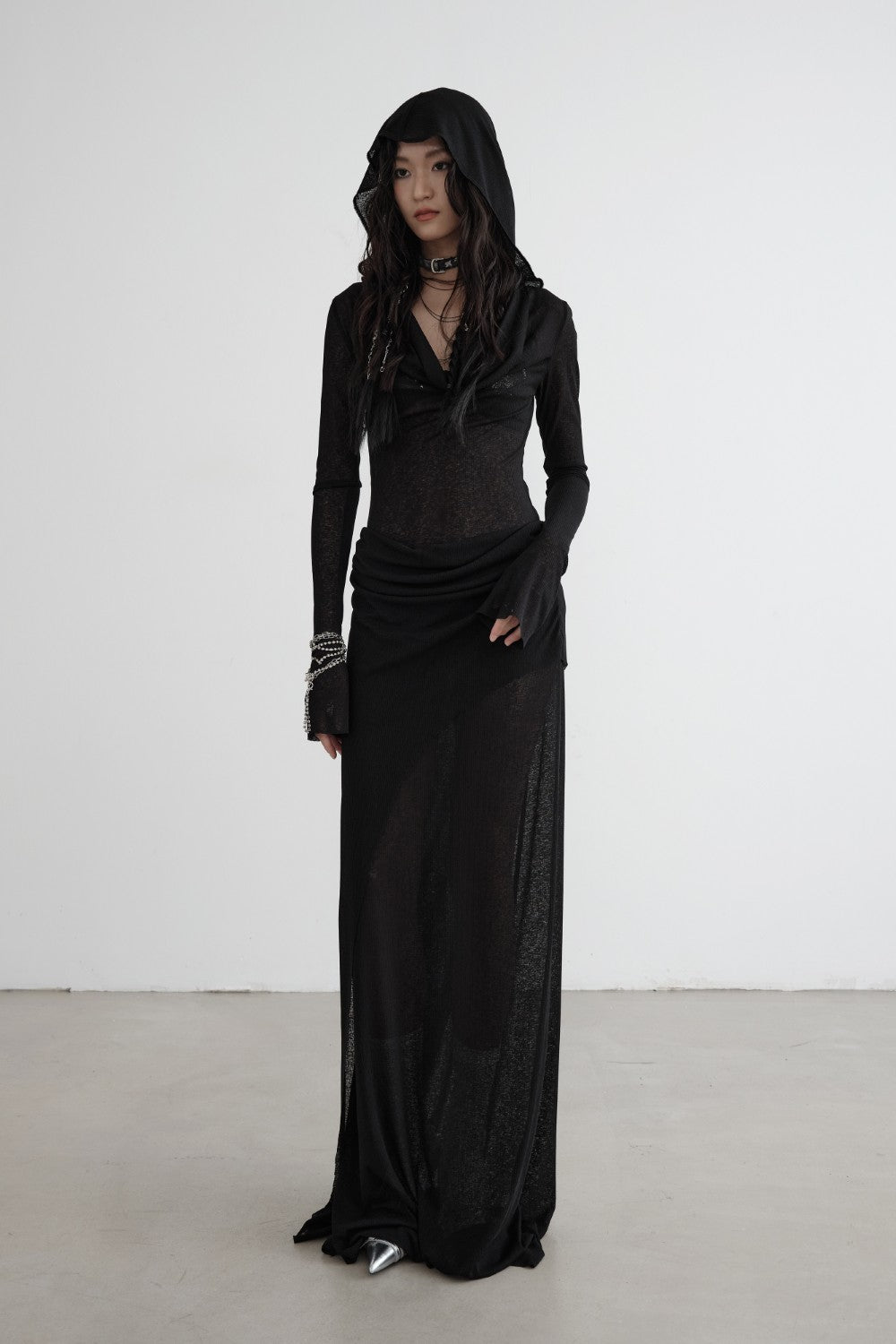 Hooded Knit Maxi Dress