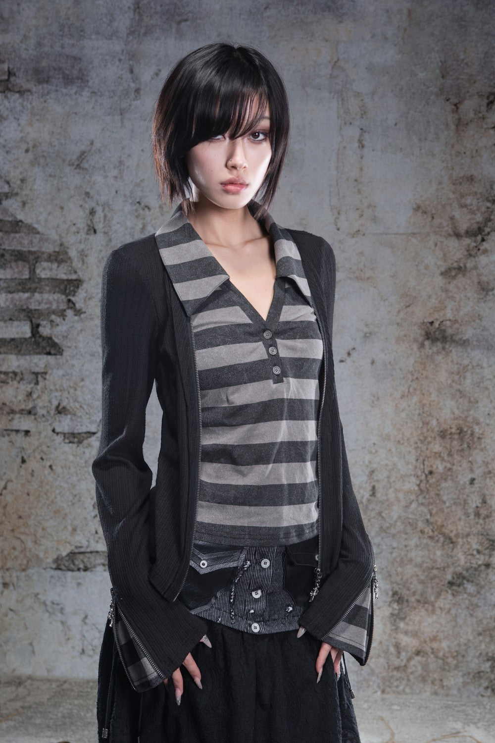 Alina Layered Zip-Up Blouse