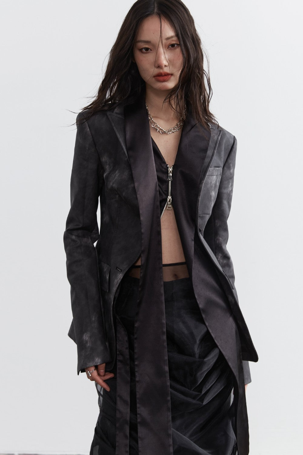 Charcoal Leather Blazer