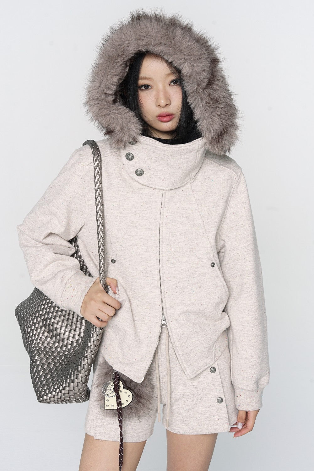 Ash Fur Hooded Jacket