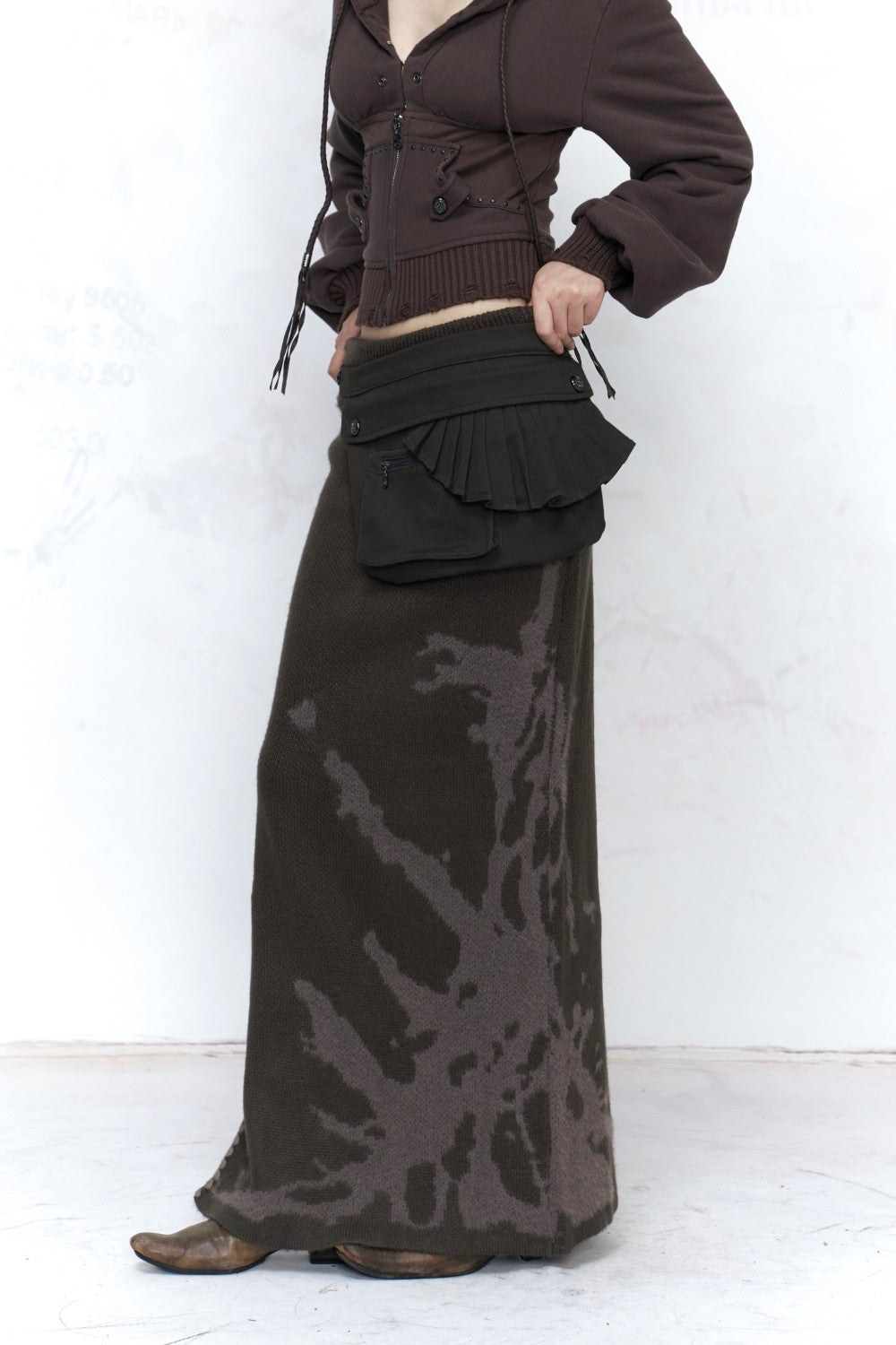 Cargo Jacquard Maxi Skirt