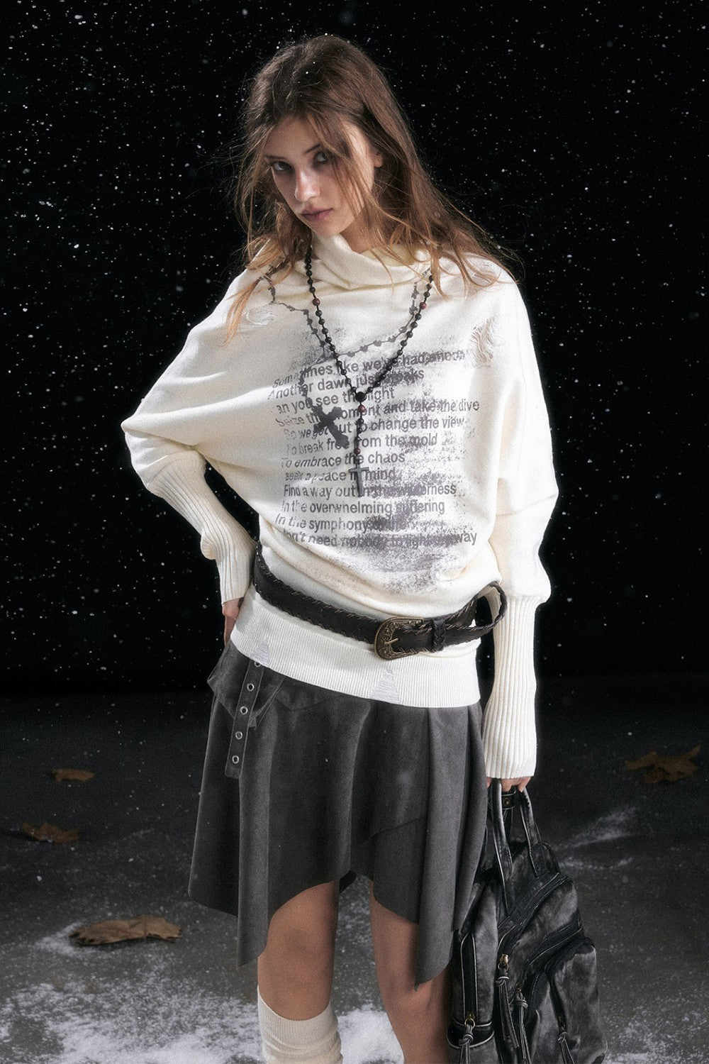 Knit Chain Batwing Sweater