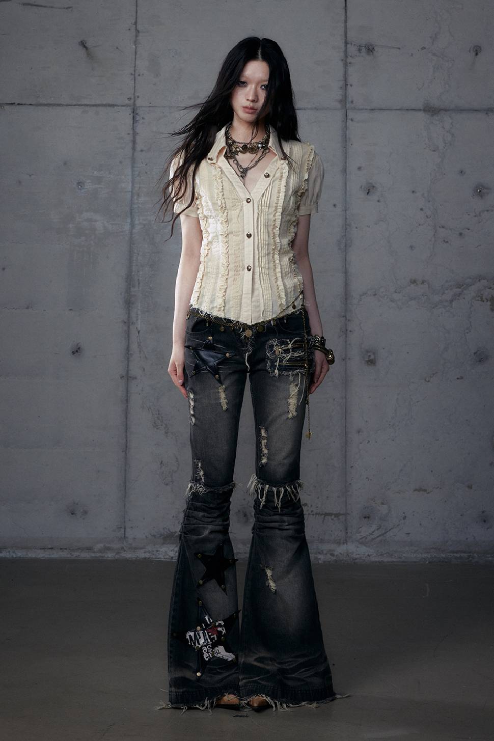 Grunge Star Denim Flares