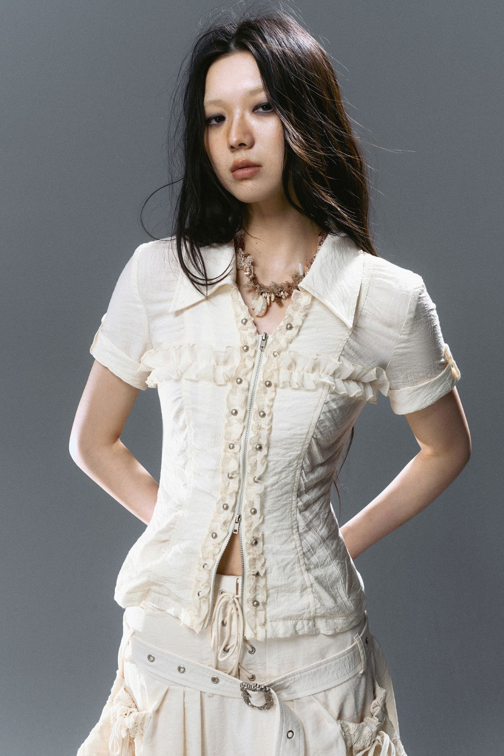 Cinched Zip-up Top