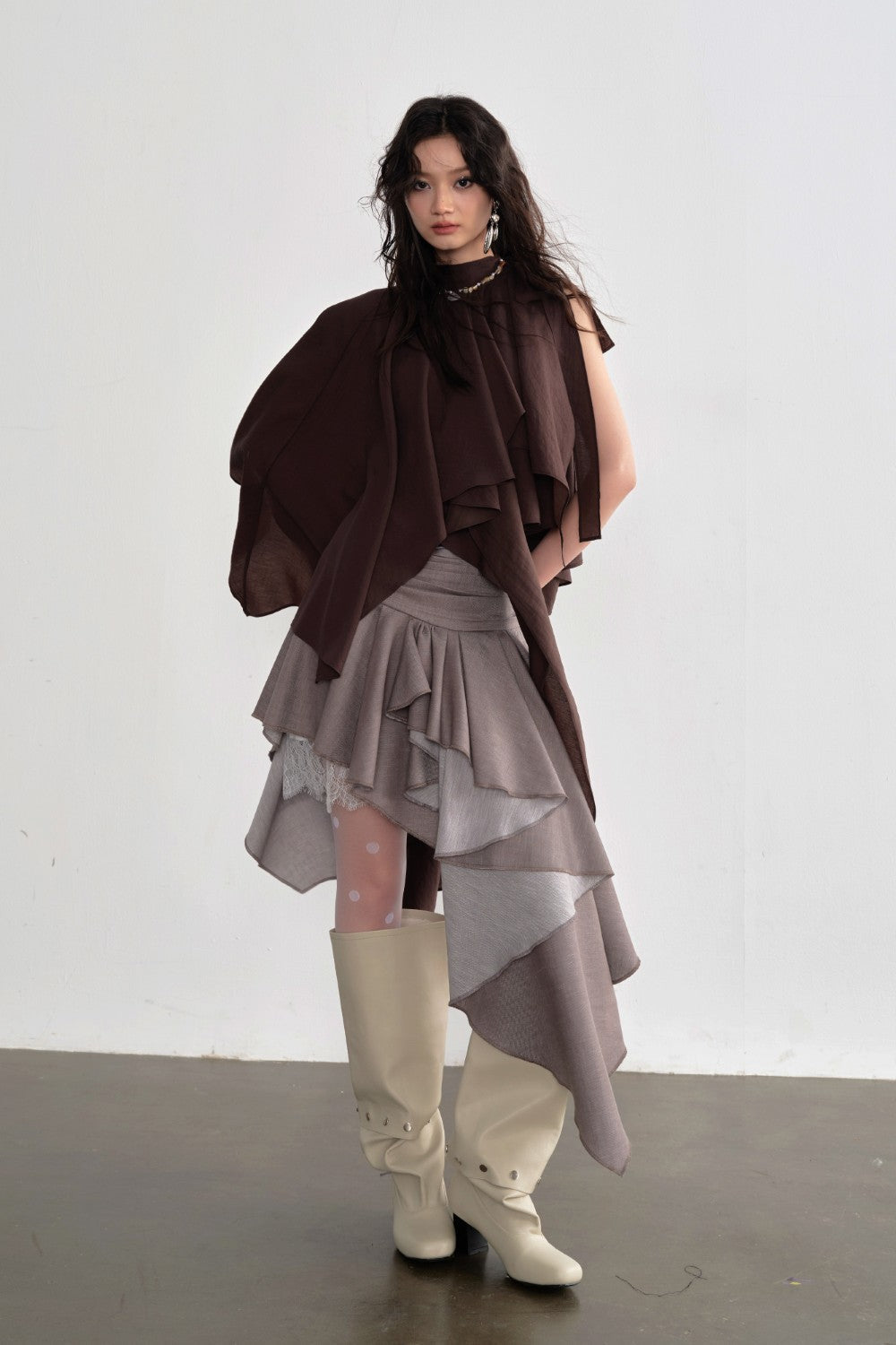 Asymmetric Draped Cape Top