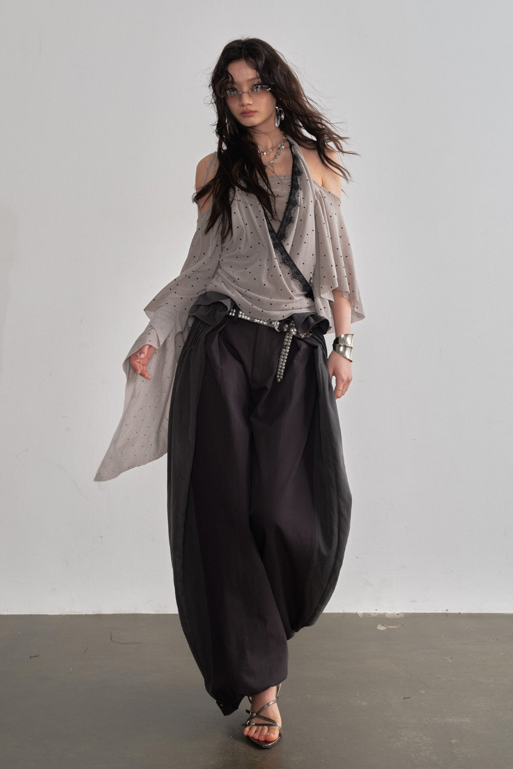 Charcoal Wide Pleated Trousers