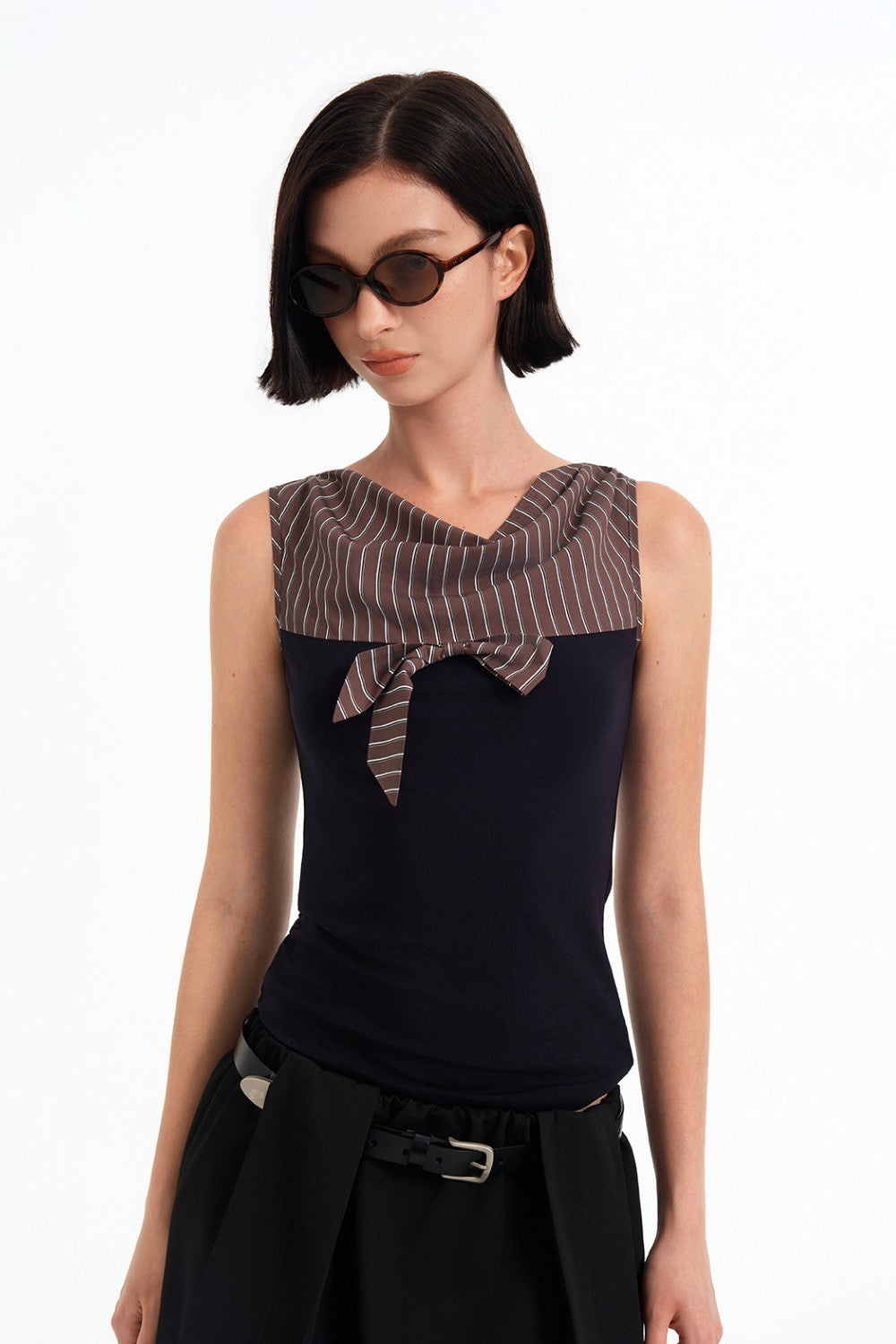 Monaco Striped Scarf Top