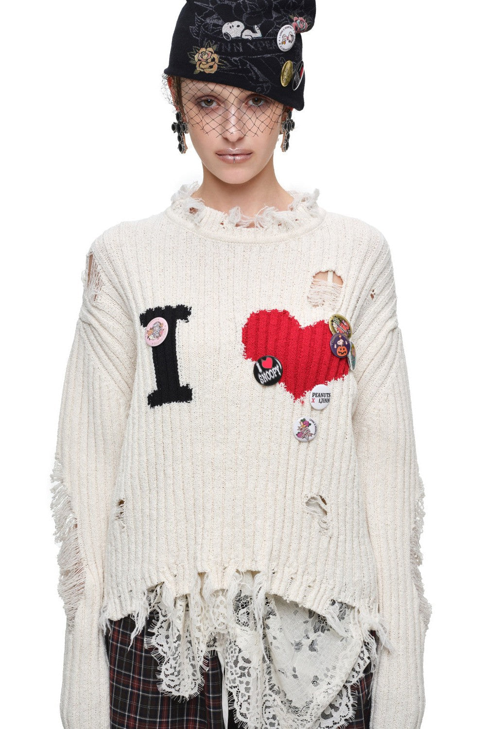 Amour Distressed Heart Sweater