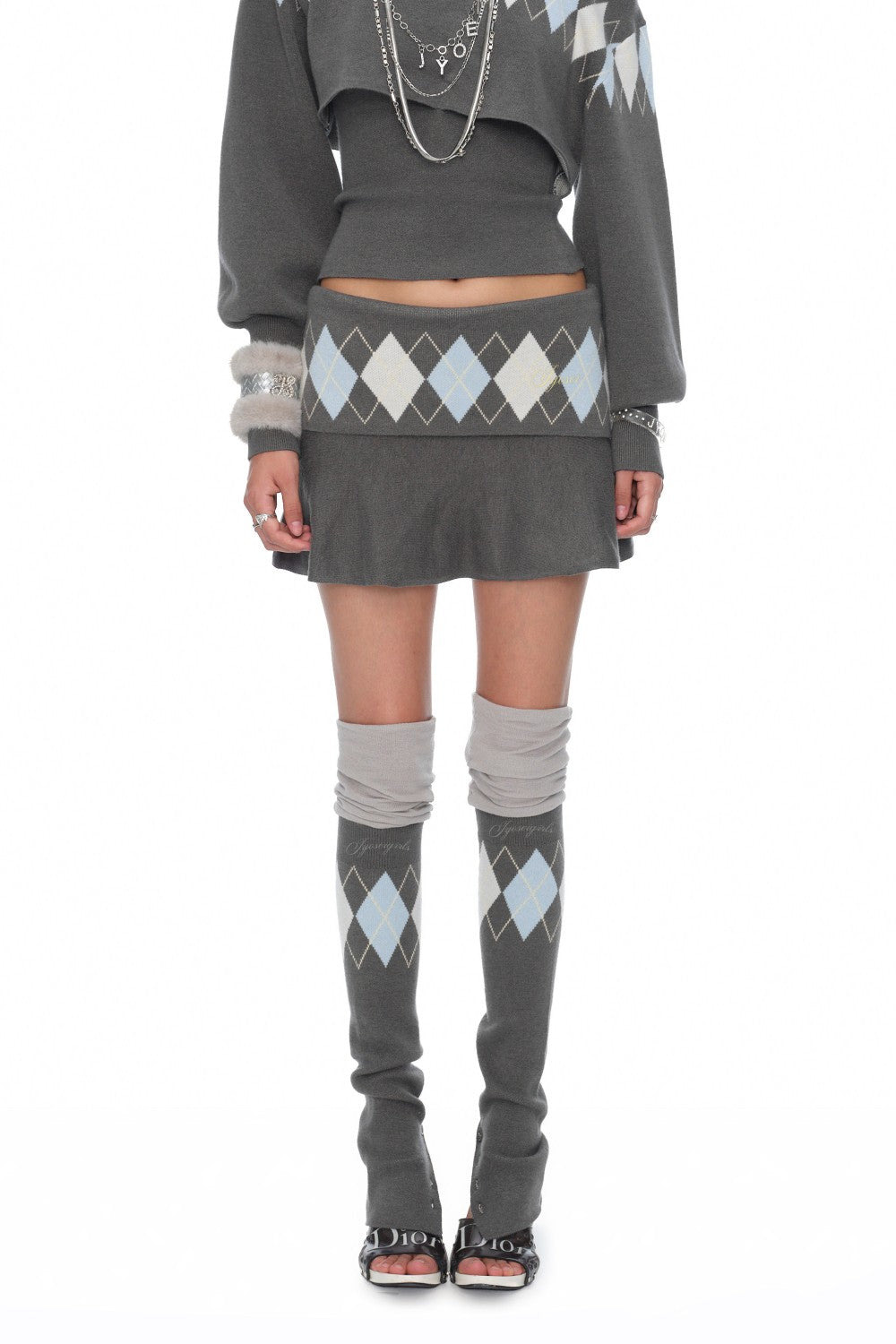 Amelie Pleated Argyle Skirt