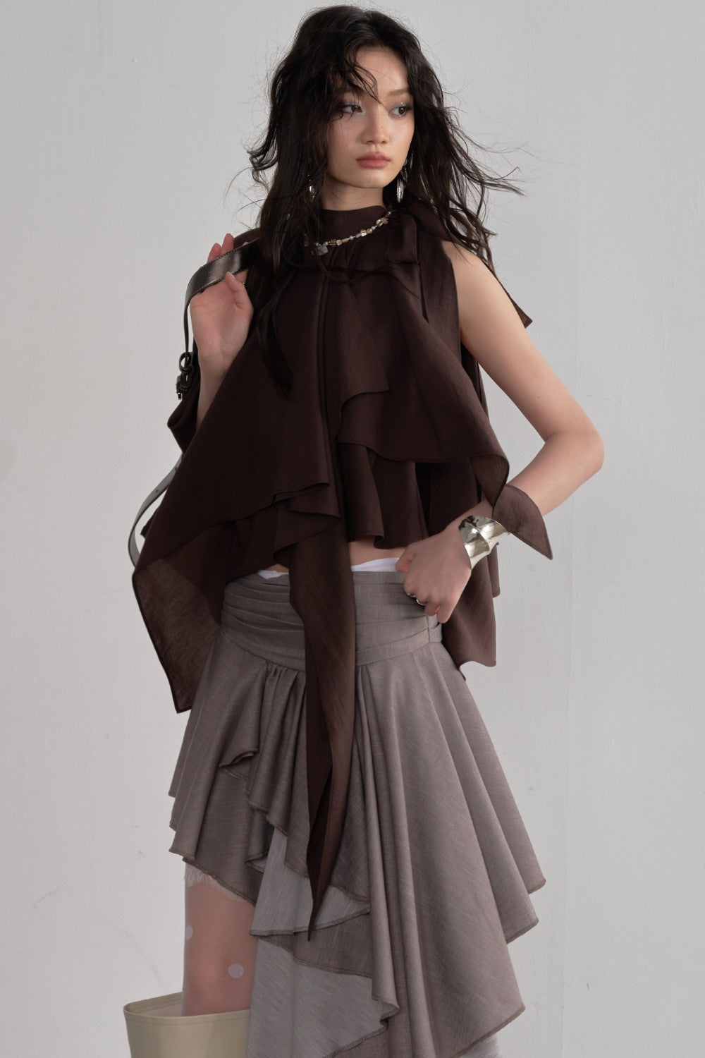 Asymmetric Draped Cape Top