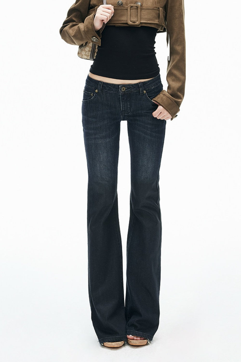 Dark Wash Low-Rise Jeans
