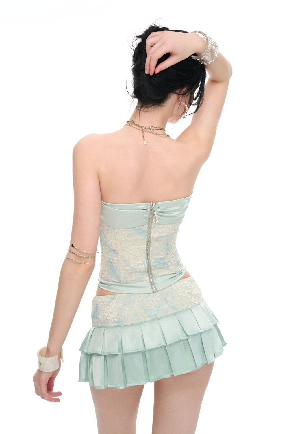 Mint Lace Ribbon Corset