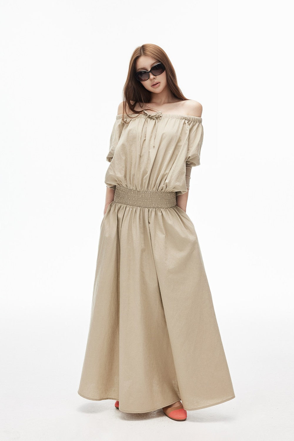 Smocked Off-Shoulder Bardot Dress