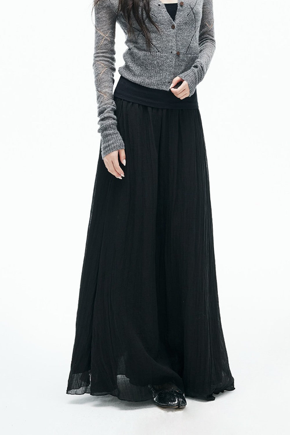 Flowing Crinkle Maxi Skirt