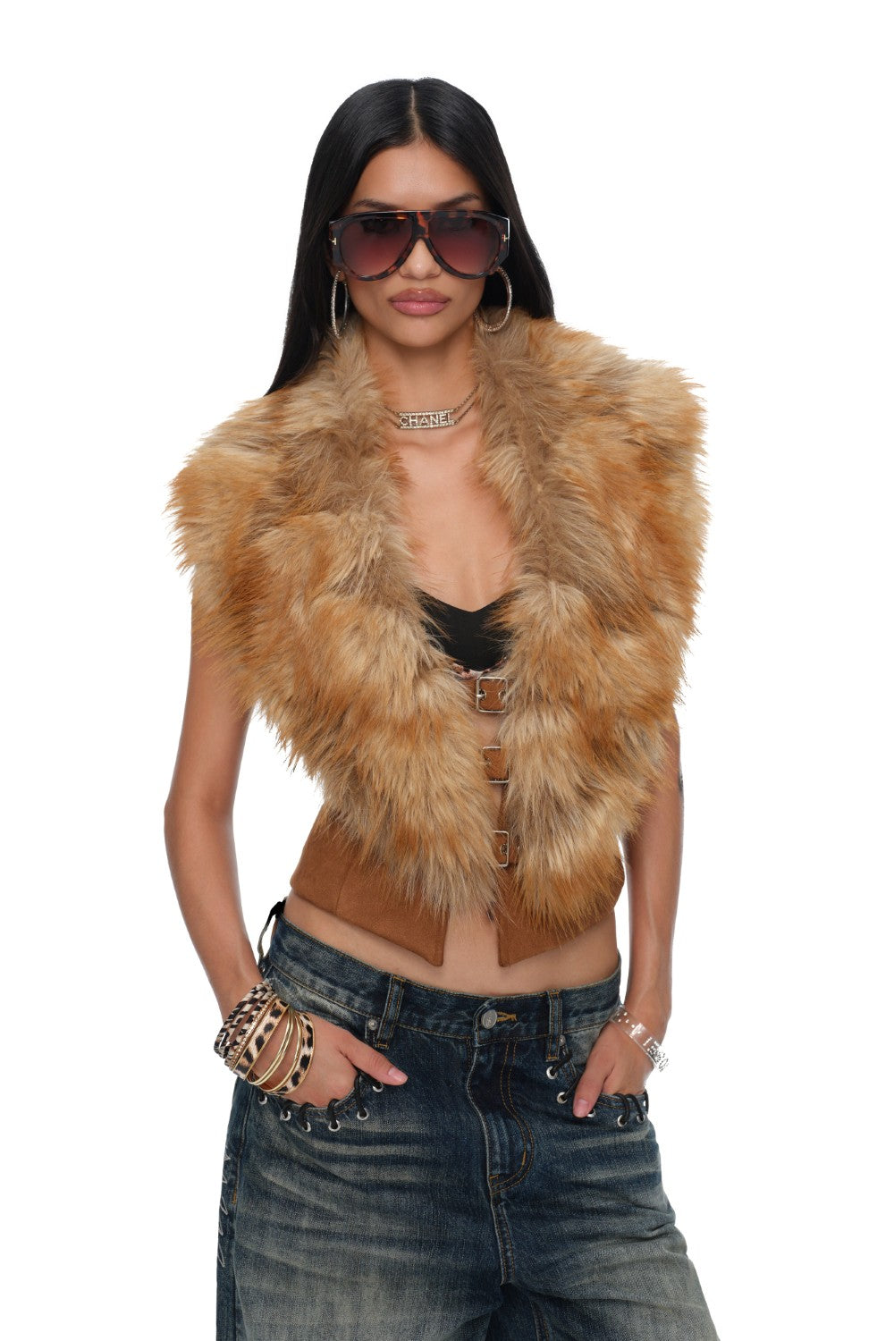 Bianca Open-Back Fur Gilet