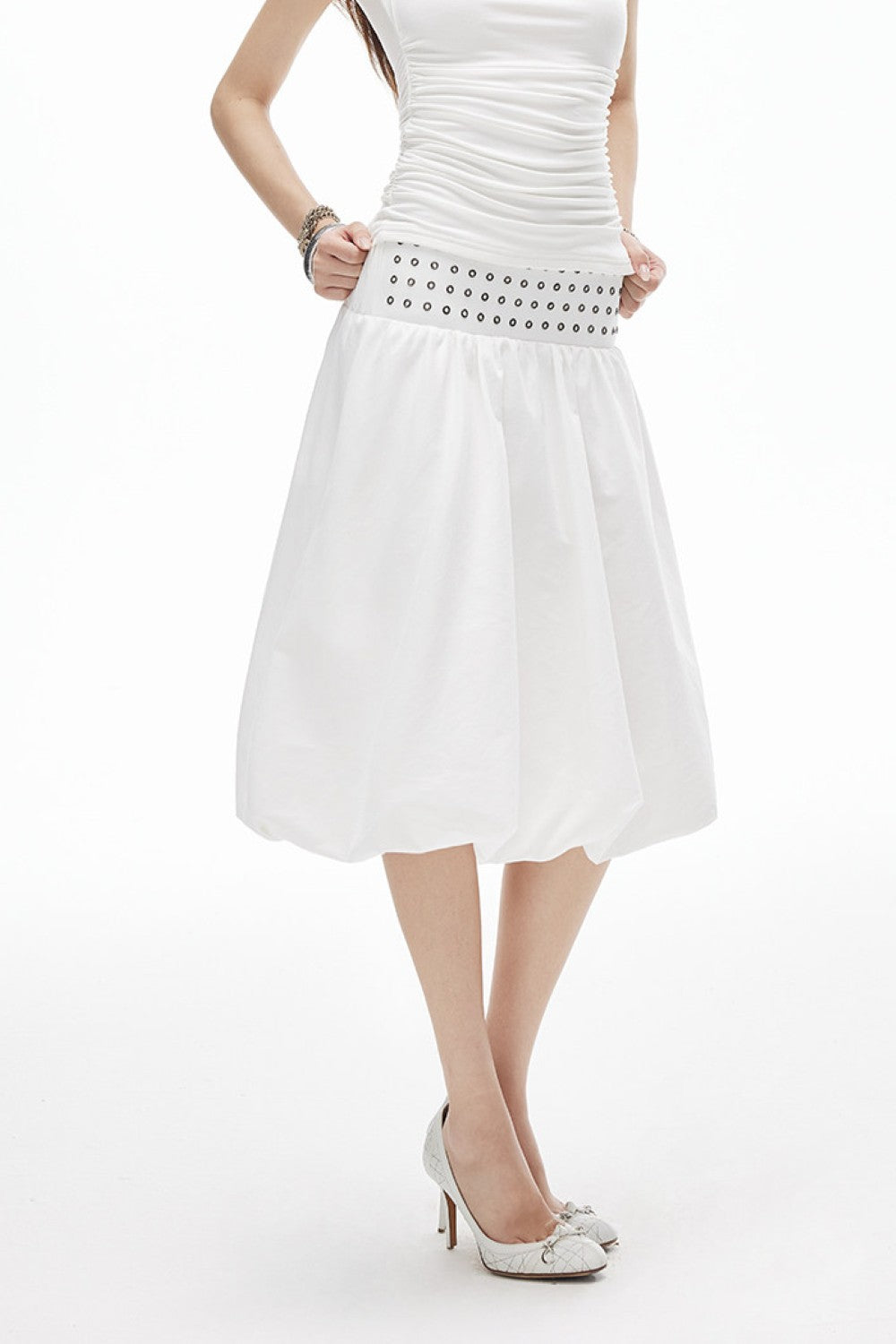 Convertible Eyelet Midi Skirt