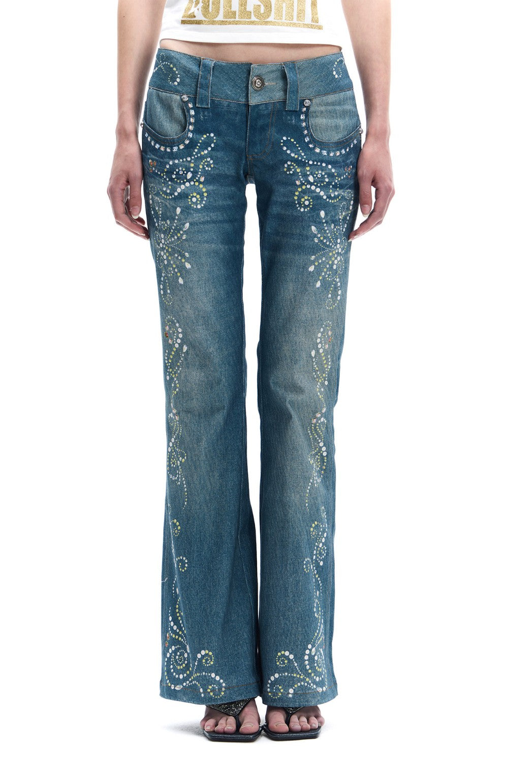 Vintage Rhinestone Flare Jeans