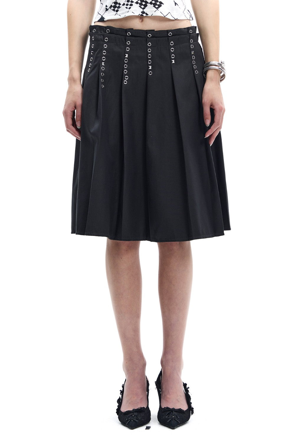 Double Waist Pleated Skirt
