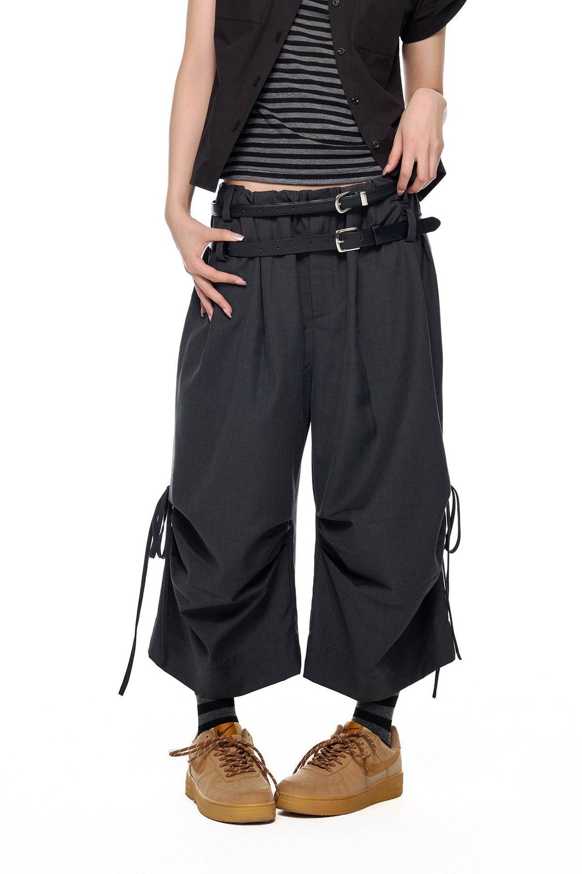 Relaxed Belt Detail Pants