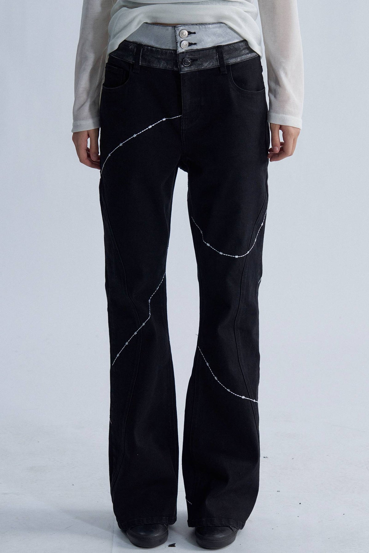 Barbed Double Waist Jeans