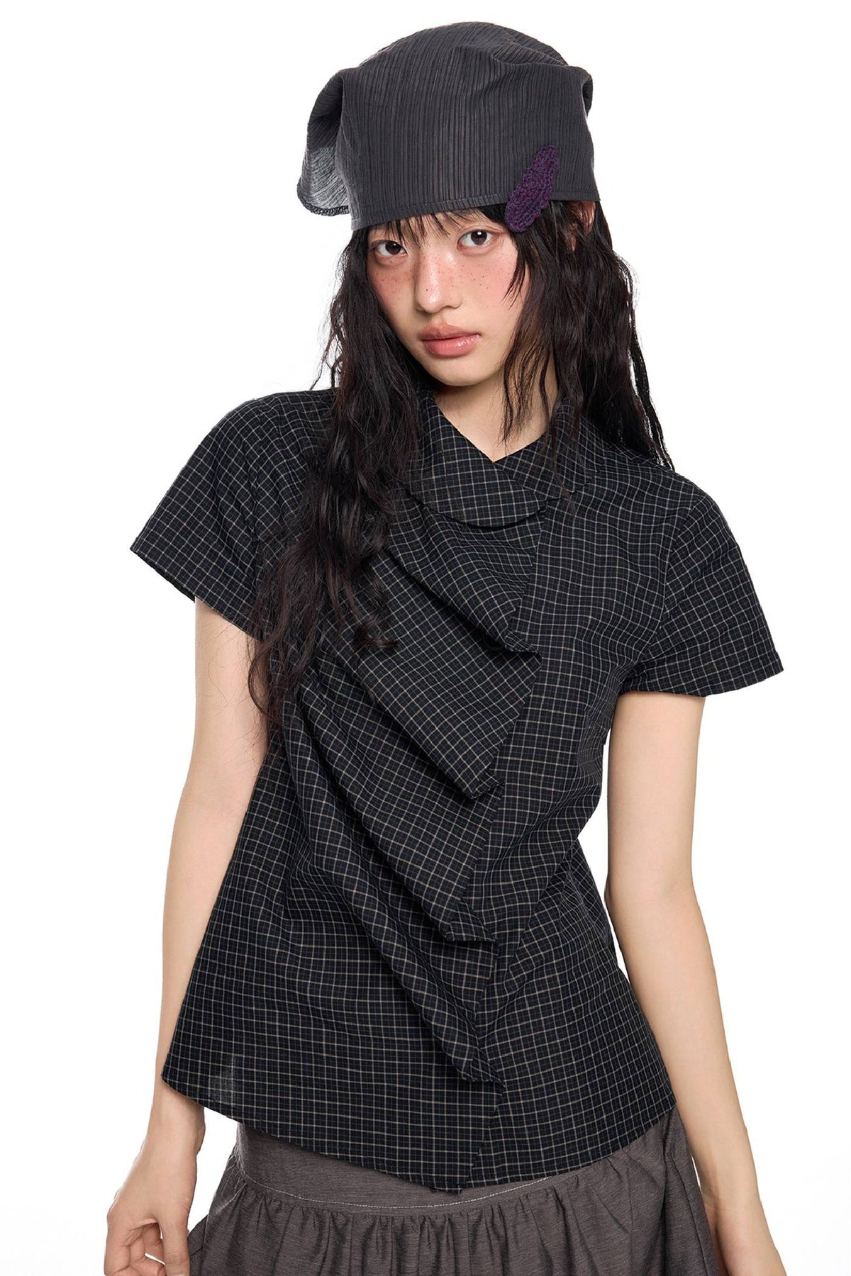 Fitted Ruffle Collar Top