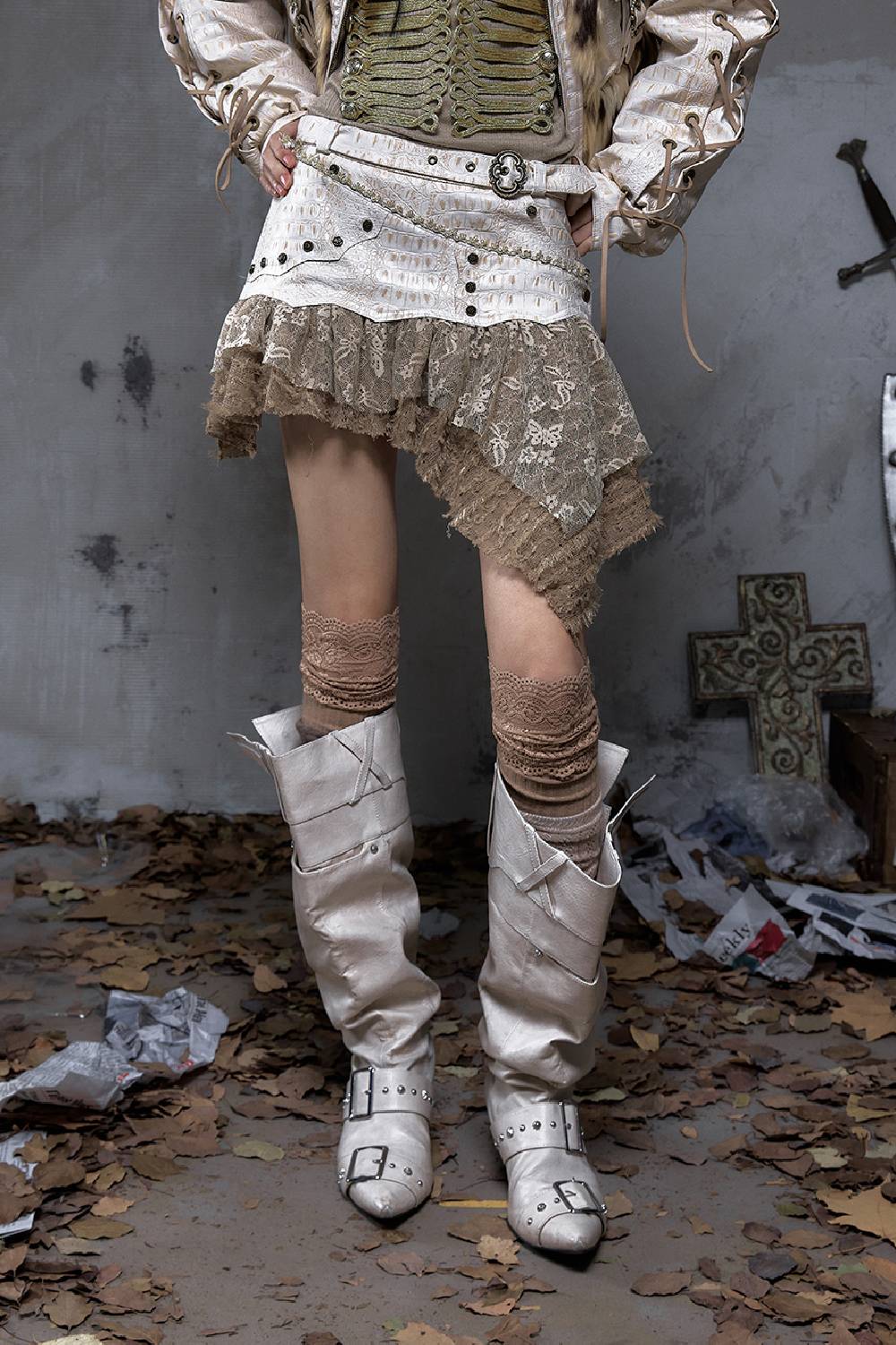 Croc Texture Mini Skirt