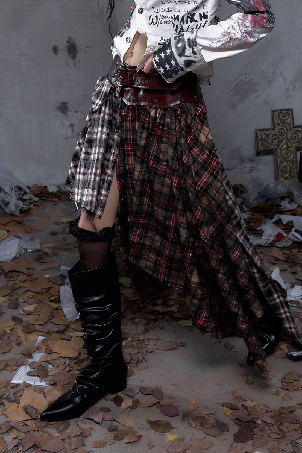 Plaid Wrap Maxi Skirt