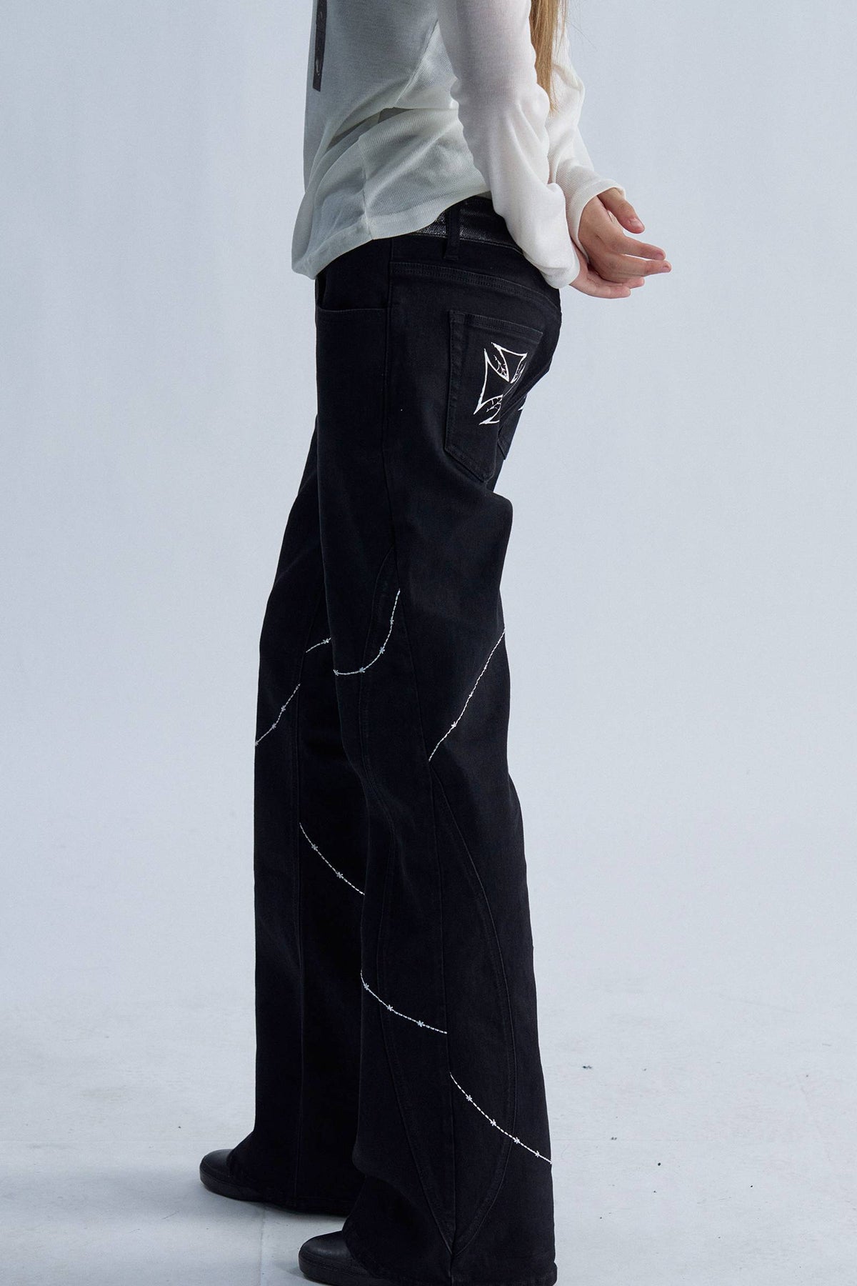 Barbed Double Waist Jeans