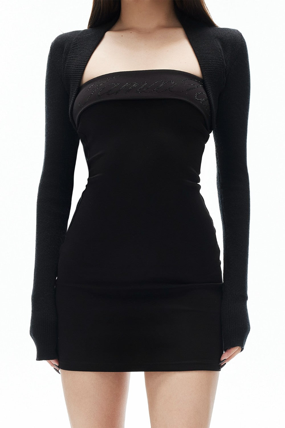 Rhinestone Bandeau Mini Dress
