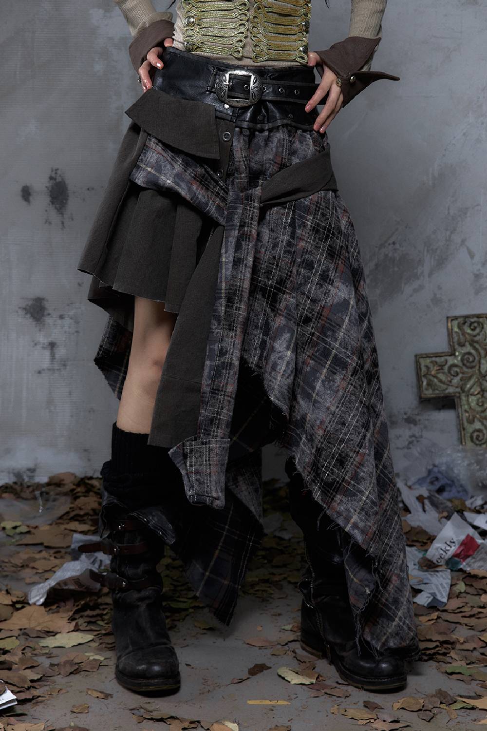Plaid Wrap Maxi Skirt