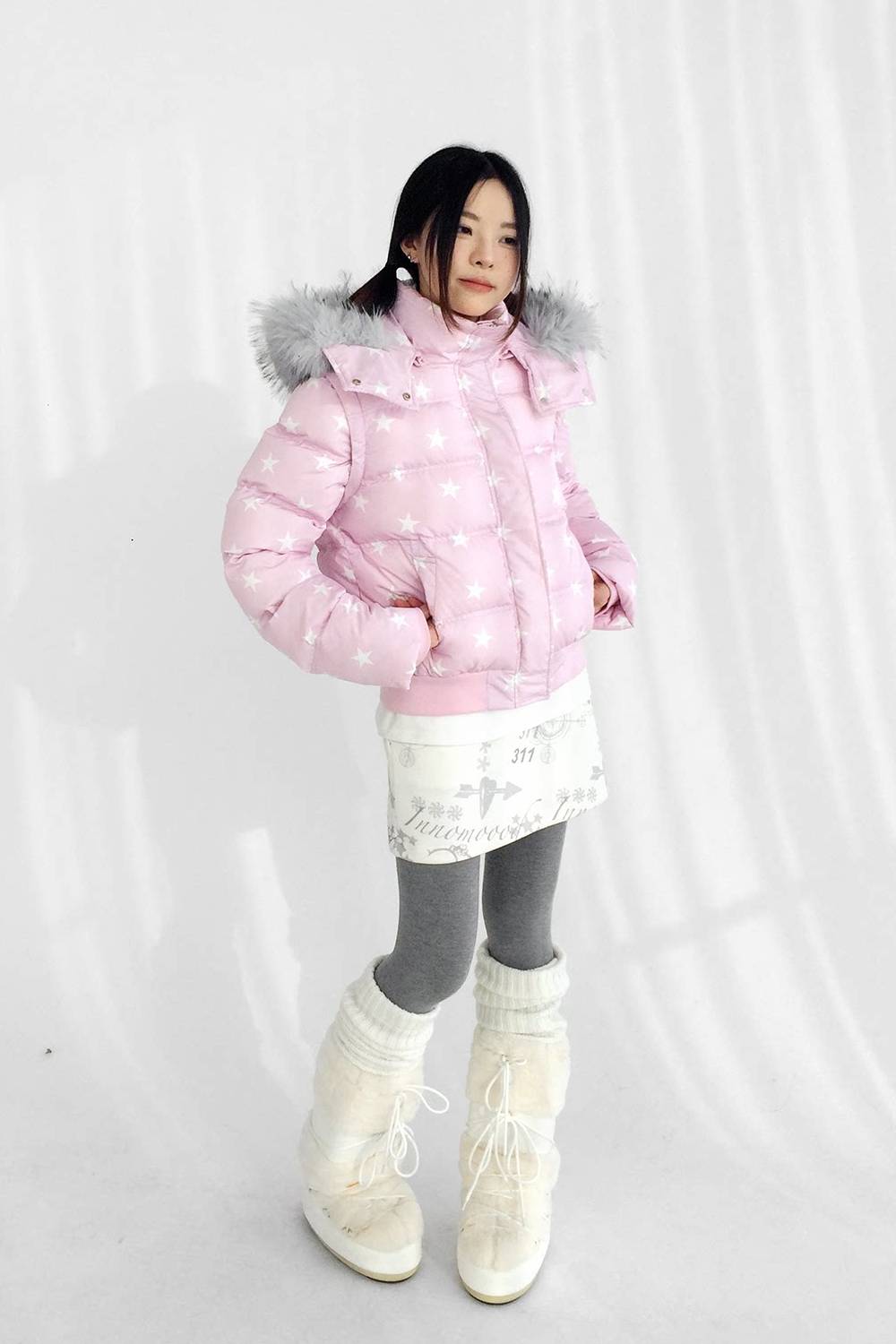 Cropped Star Puffer Jacket