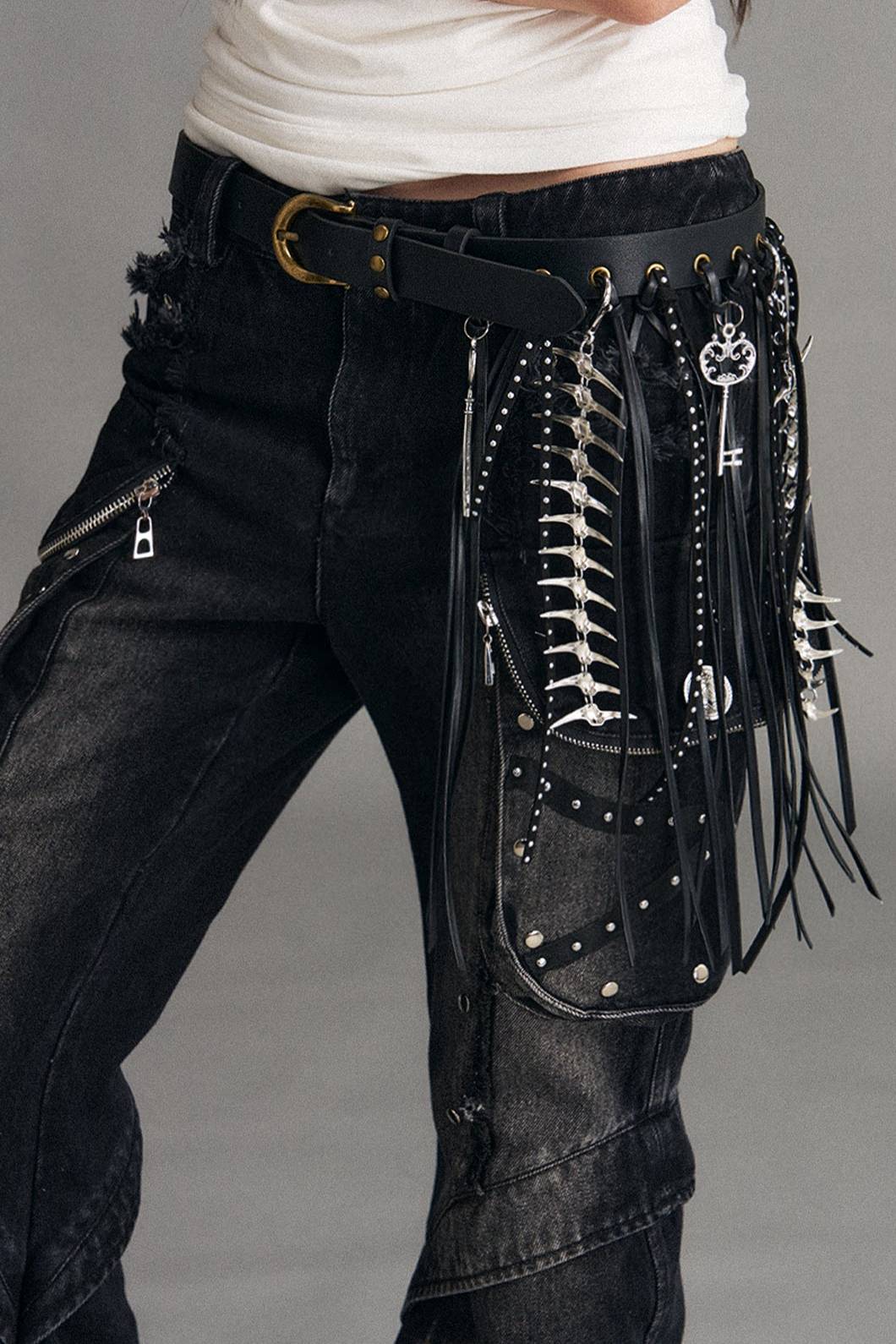 Bone Charm Fringe Belt