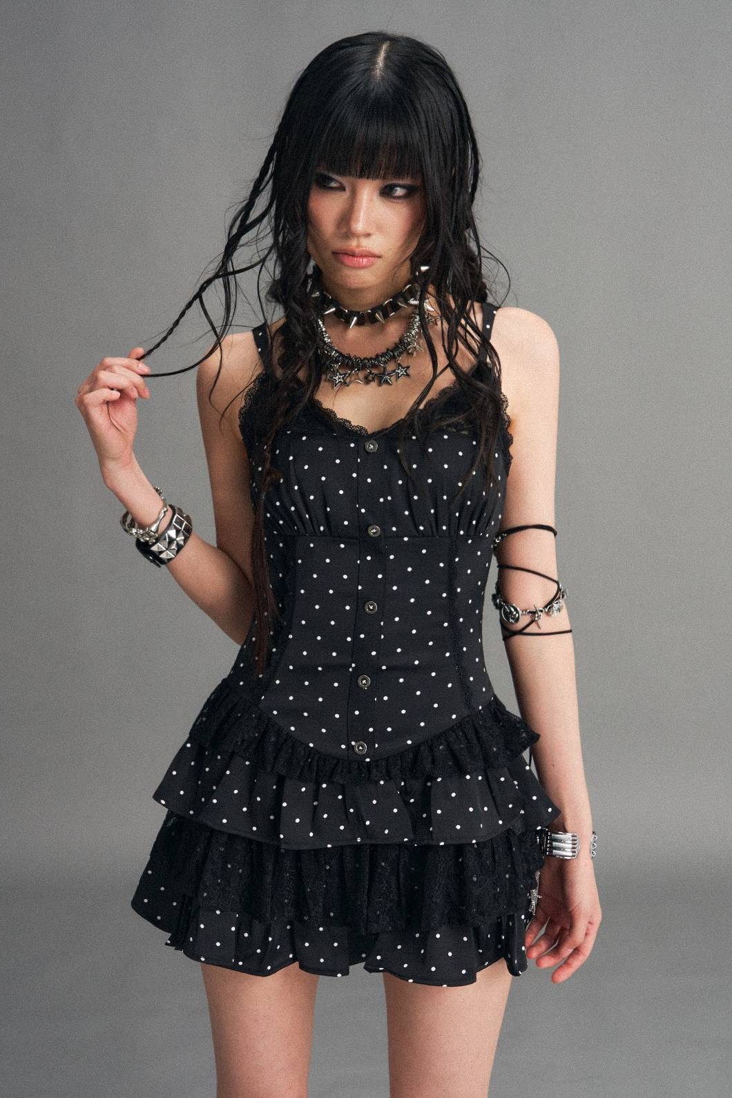 Polka Dot Tiered Mini Dress
