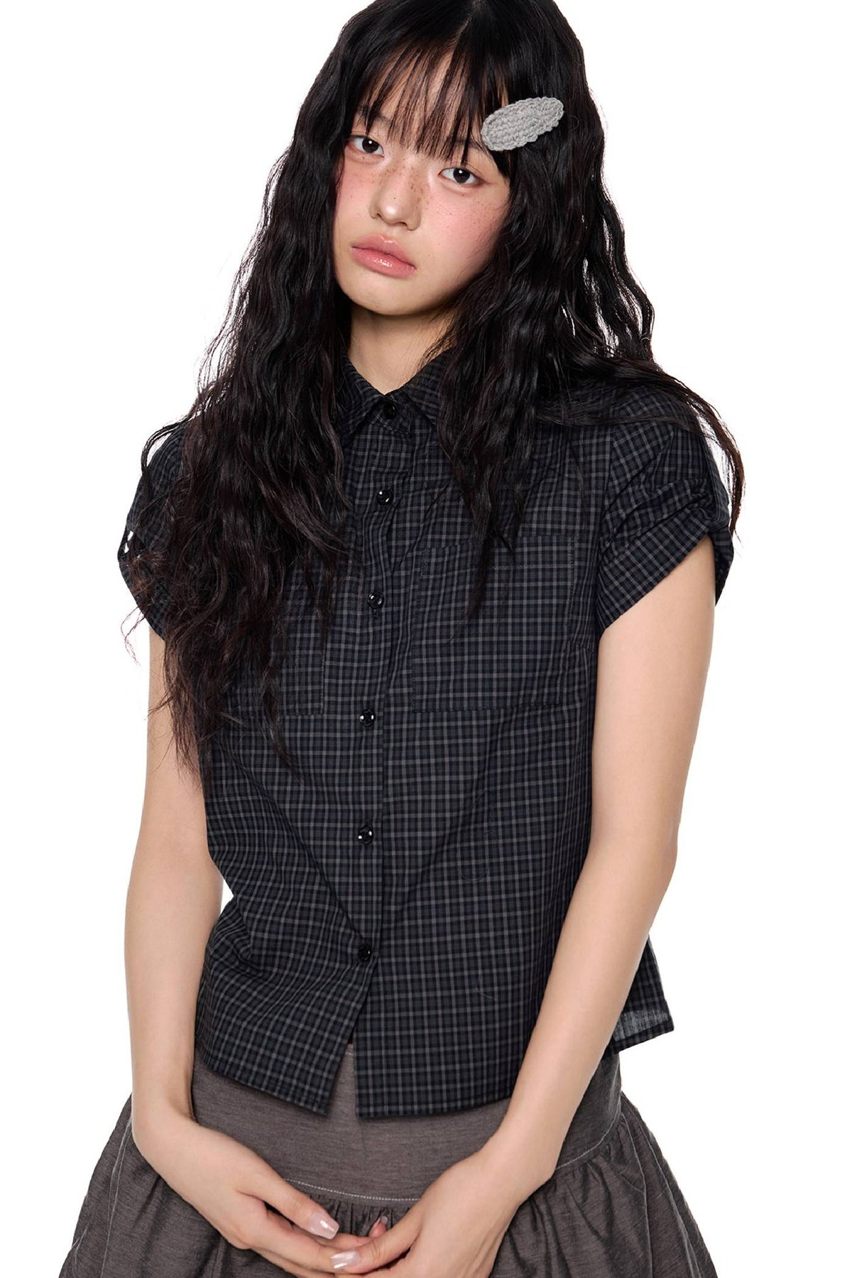 Fitted Cropped Button Shirt
