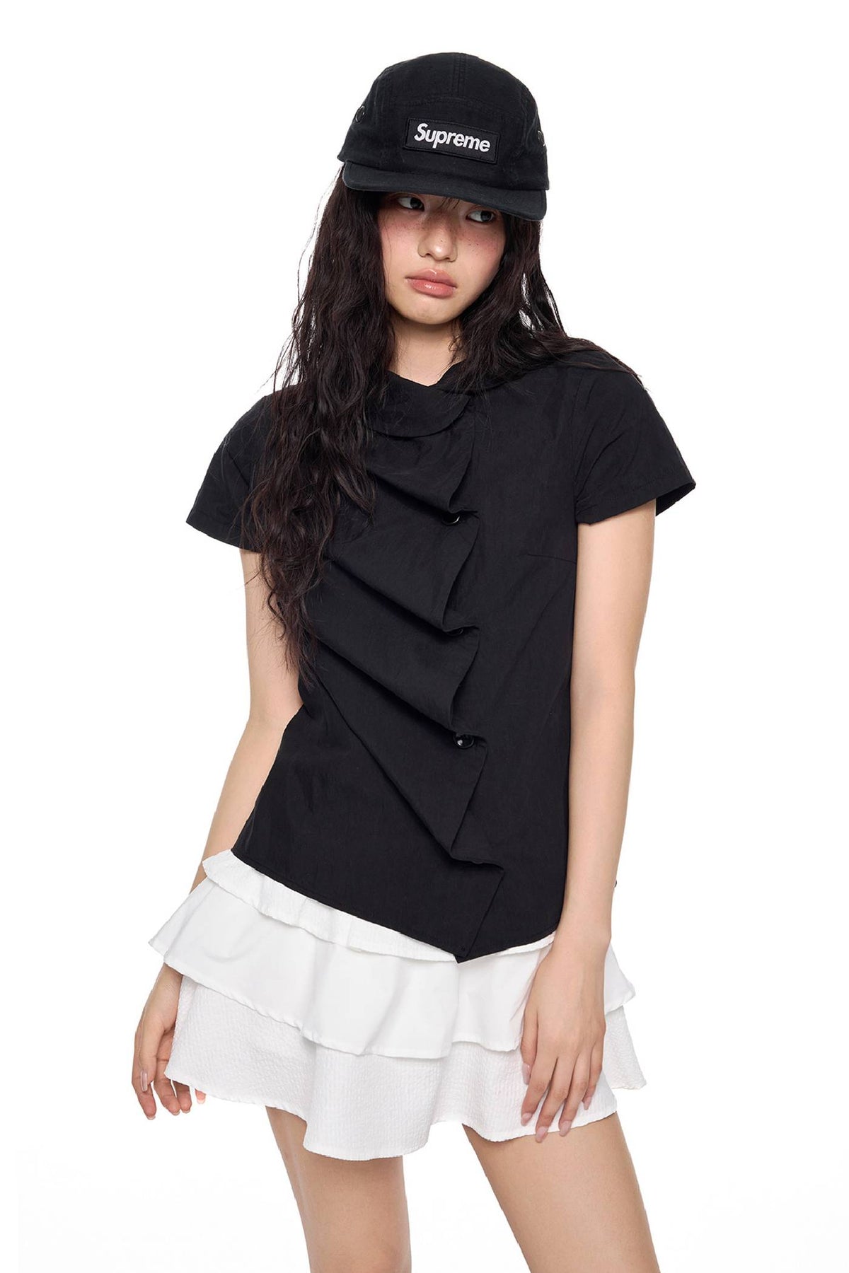 Fitted Ruffle Collar Top