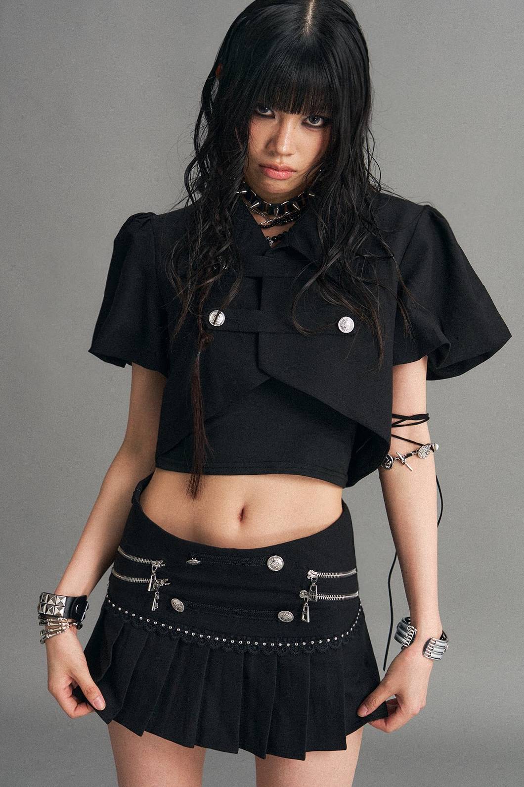 Cropped Button Detail Jacket