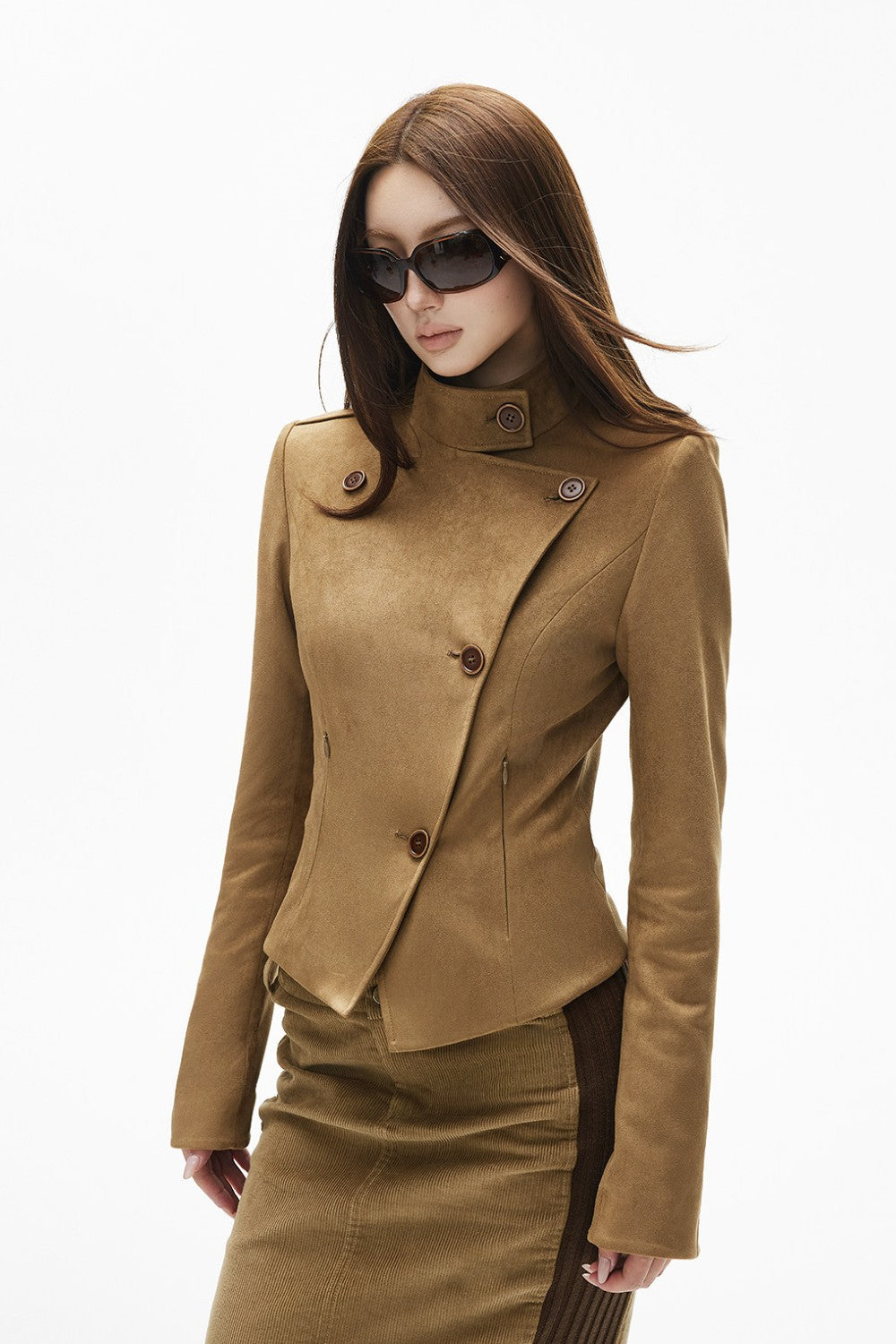 Slim Asymmetrical Suede Jacket
