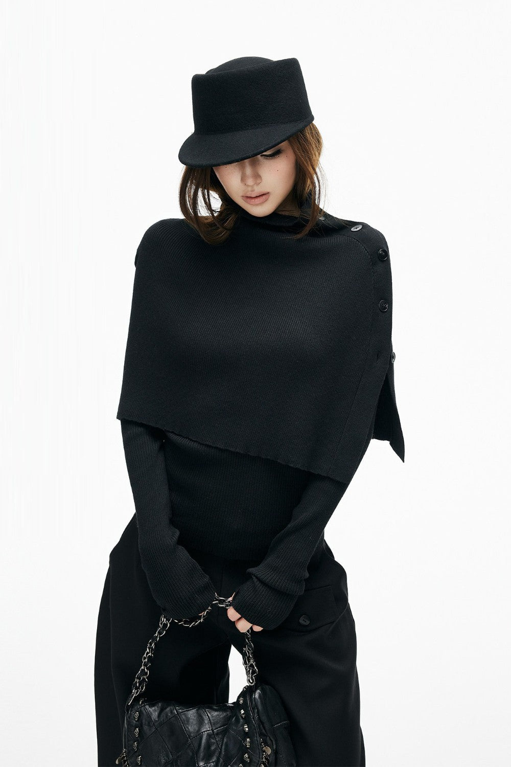 Ribbed Cape Henley Top