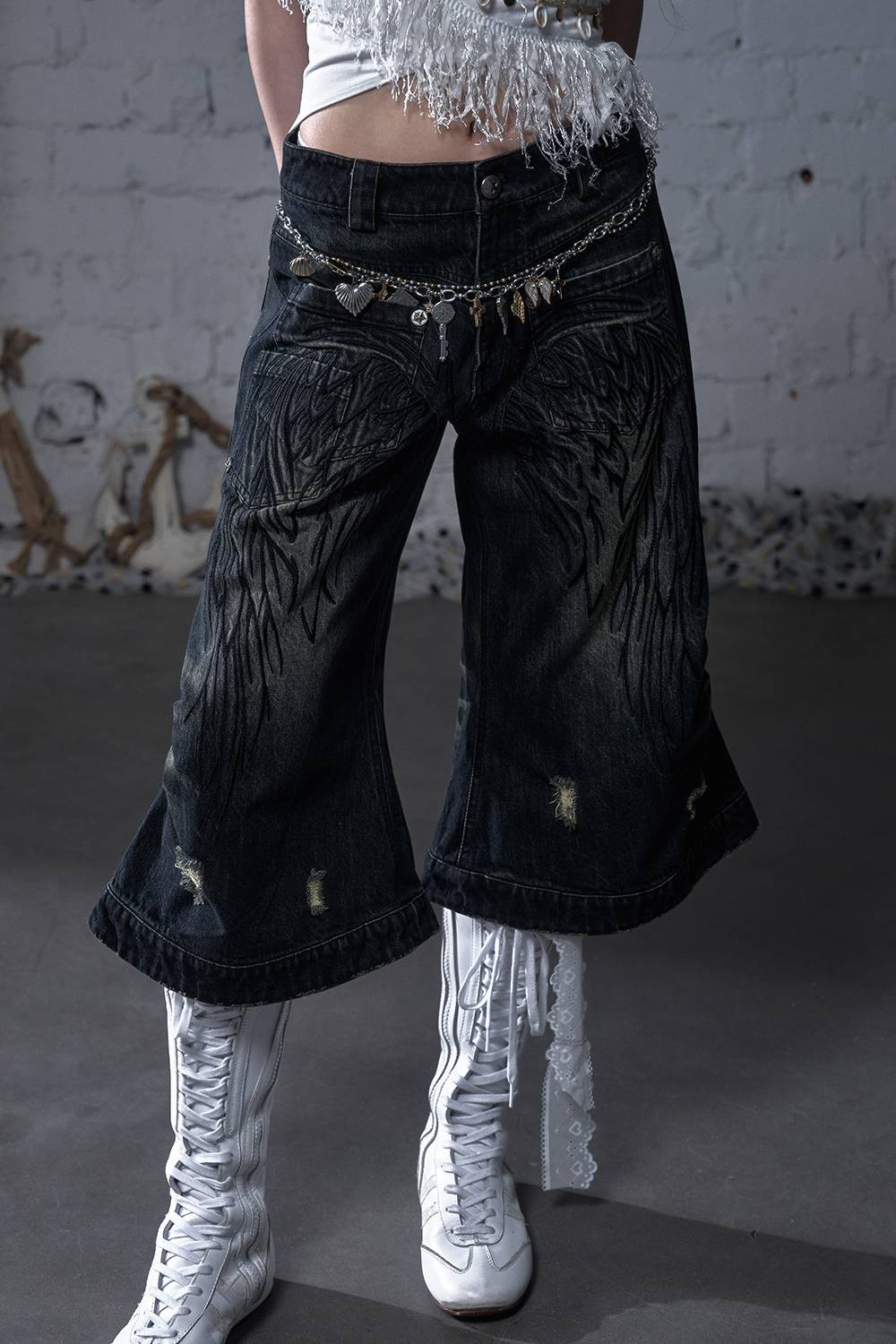 Embroidered Angel Jeans