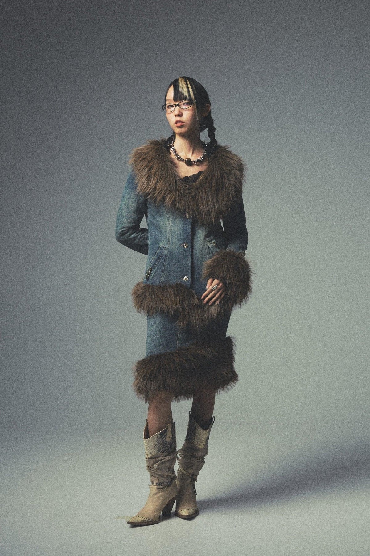 Retro Fur Denim Coat